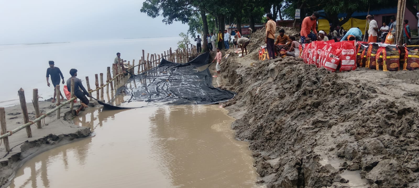 मिस्त्रीपुरवा में कृषि योग्य भूमि का कटान करती शारदा नदी। स्रोत : ग्रामीण