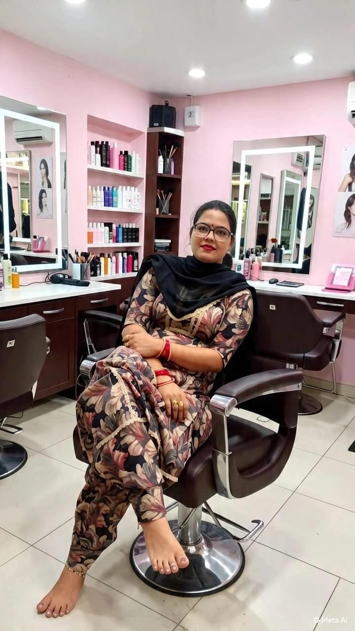 कृषि उपकरण के साथ सोनिया रानी। स्वयं