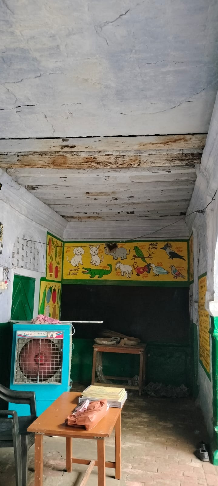 देवकली में स्कूल का भवन ध्वस्त होने के बाद पेड़ के नीचे बैठकर पढ़ते छात्र-छात्राएं। संवाद