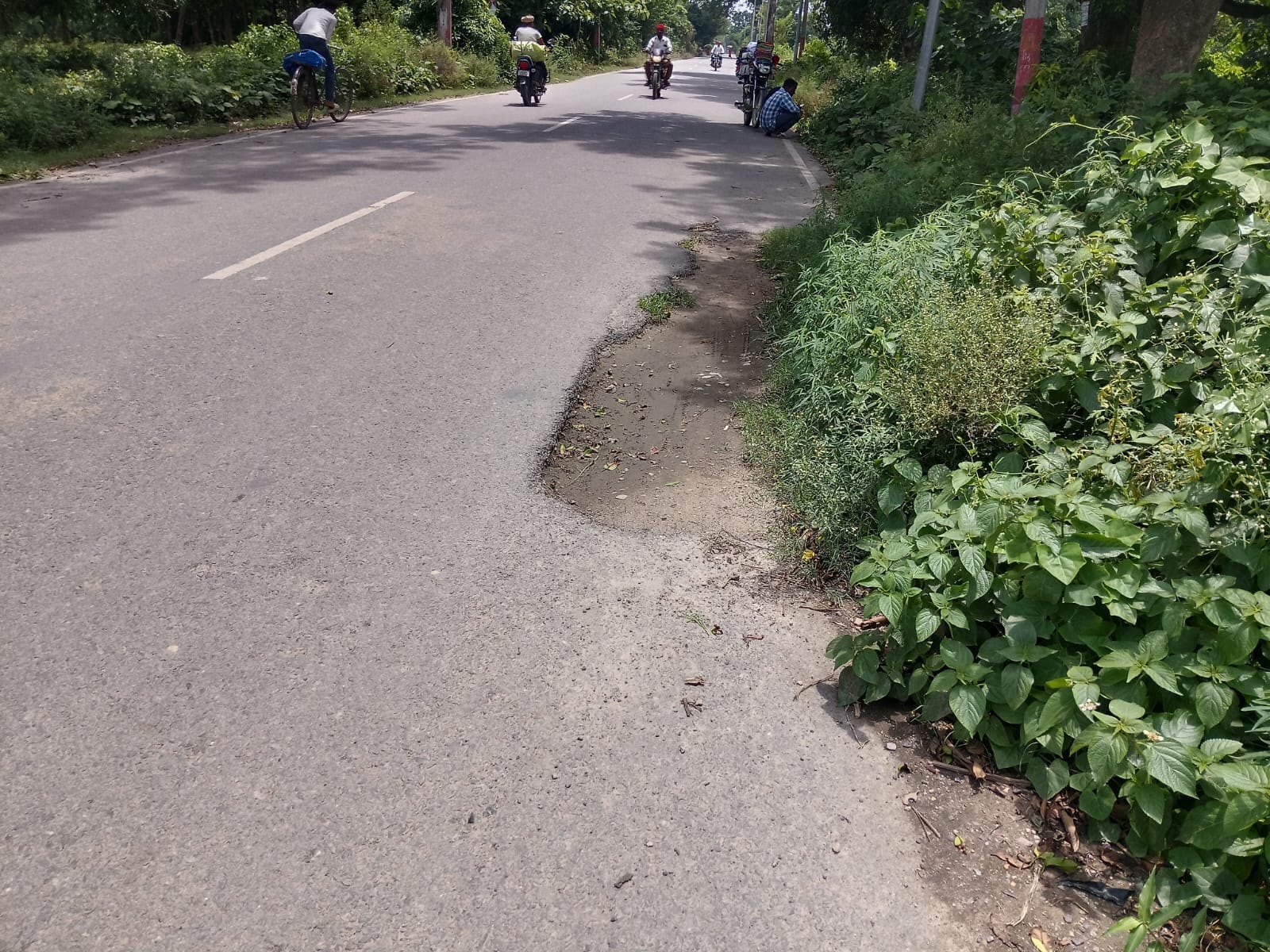 सड़क पर बना गड्डा