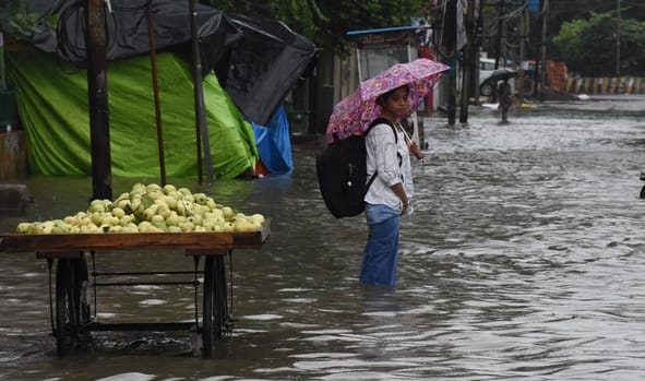 बारिश में जलमग्न हुईं सड़कें, खराब हुईं गाड़ियां