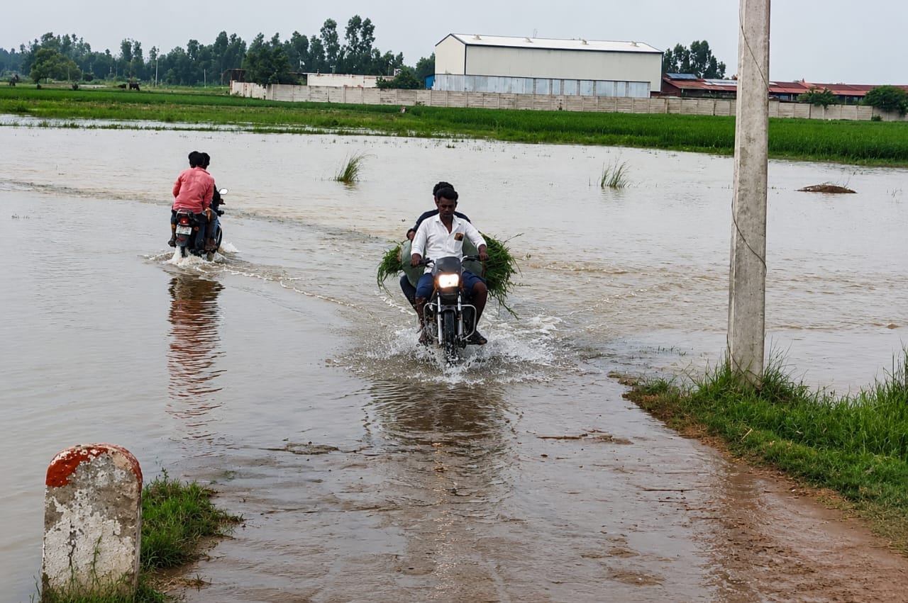 फोटो-18 आवागमन रोकने के लिए फर्रुखाबाद-बदायूं मार्ग के चित्रकूट डिप लगाई गई बैरिकेडिंग। स्रोत: 
