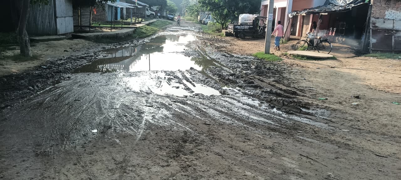 सड़क पर बने गड्ढे। सड़क पर बने गड्ढे।