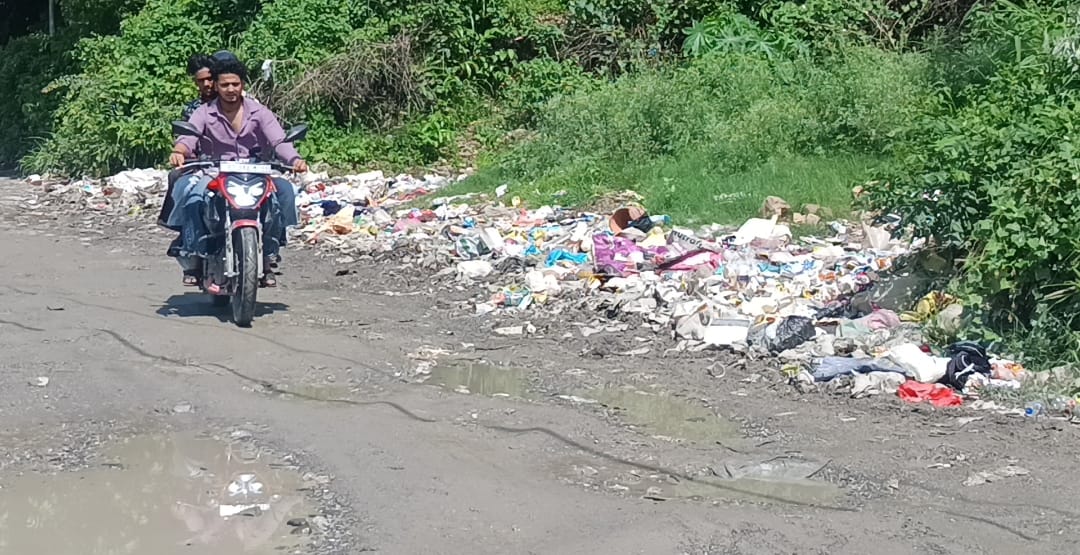 अमरकोट पंचायत घर के समीप जंगल के साथ लगते मार्ग पर फेंकी जा रही गंदगी। संवाद अमरकोट पंचायत घर के समीप जंगल के साथ लगते मार्ग पर फेंकी जा रही गंदगी। संवाद