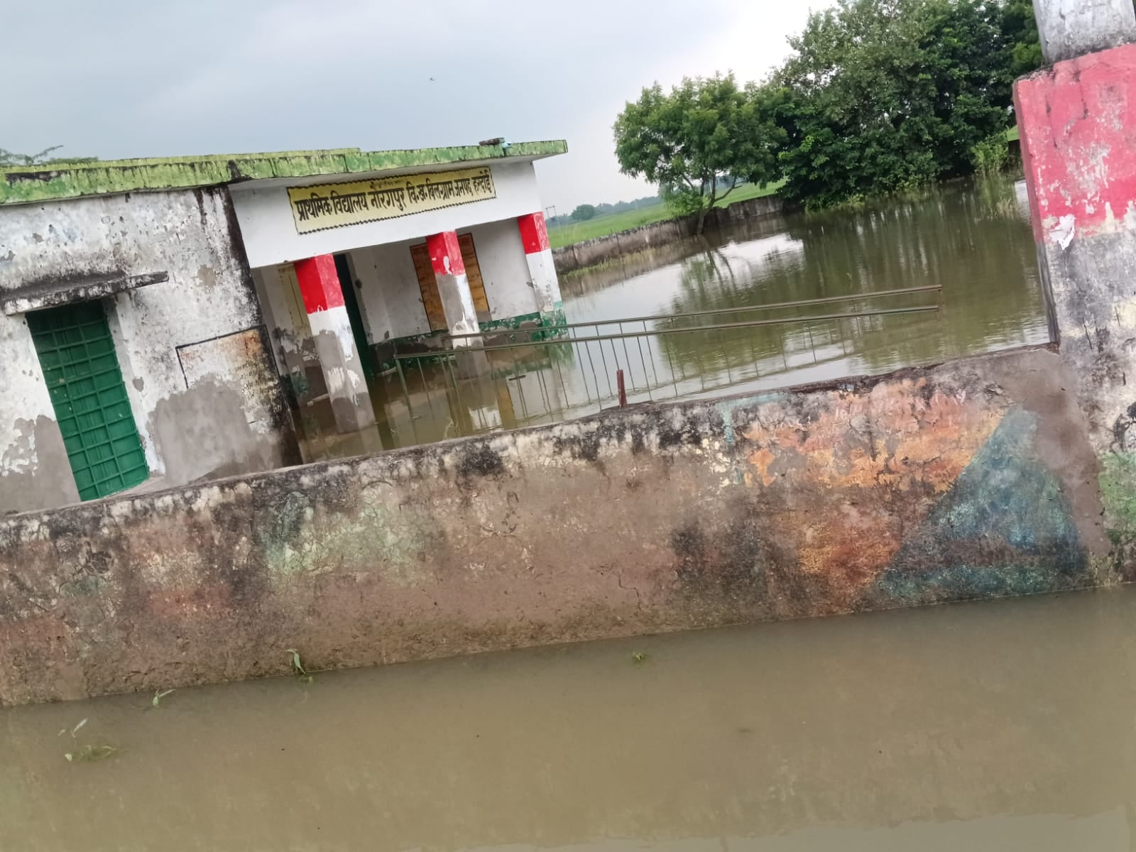 फोटो 47: चिरंजू पुरवा में खेत भरा पानी। संवाद