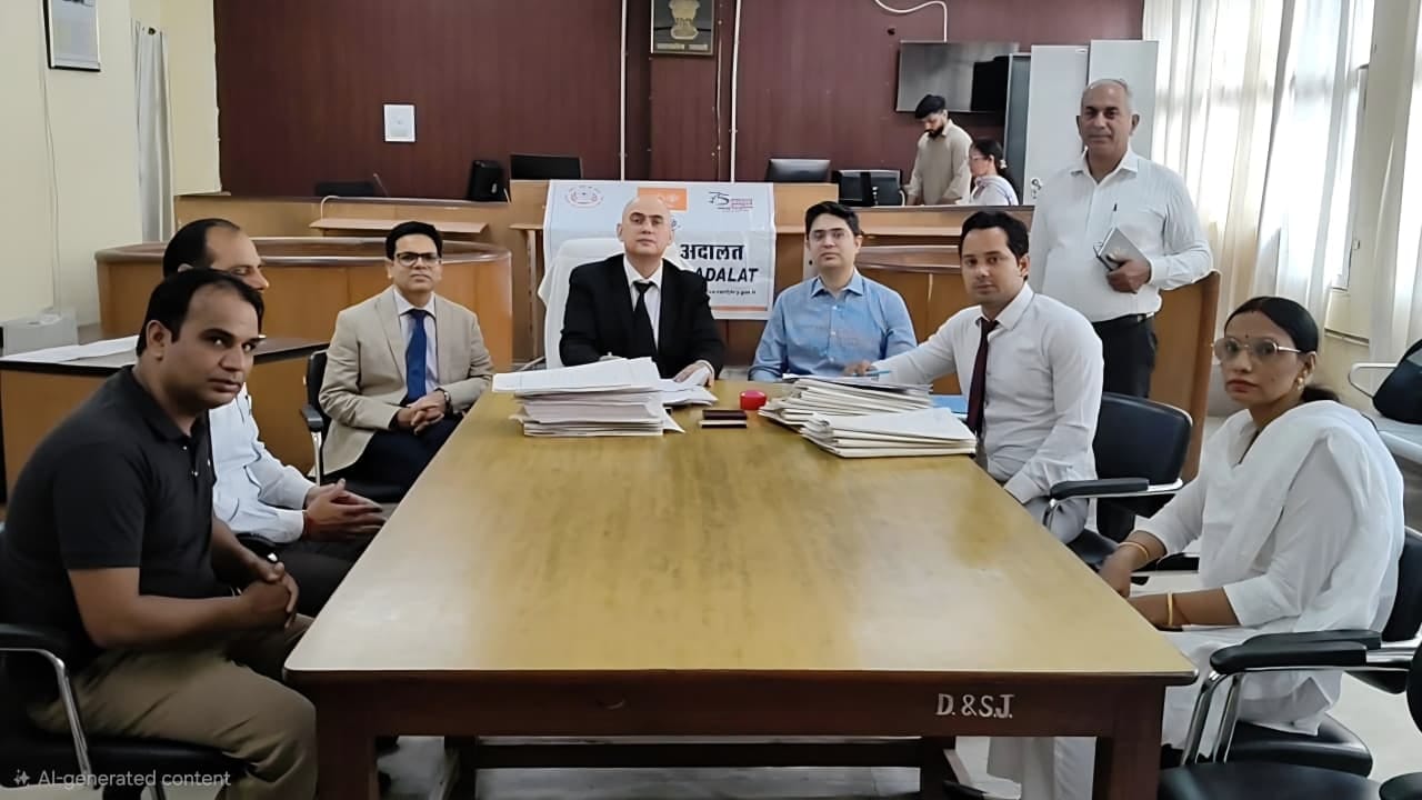 रेवाड़ी में आयोजित लोक अदालत में सुनवाई करते जज। स्त्रोत: प्रशासन रेवाड़ी में आयोजित लोक अदालत में सुनवाई करते जज। स्त्रोत: प्रशासन