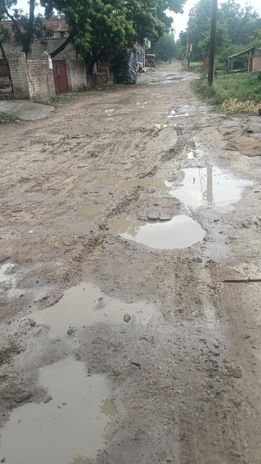 शहर की सड़कों पर गड्ढे।