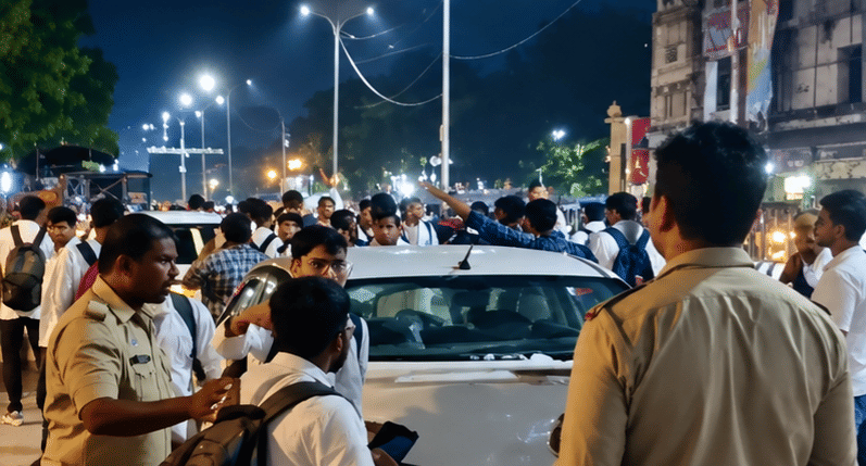 हजरतगंज गांधी प्रतिमा पर प्रदर्शन करते आयुष इंटर्न, शाम को प्रदर्शनकारियों को खदेड़ती पुलिस और हजरतगंज गांधी प्रतिमा पर प्रदर्शन करते आयुष इंटर्न, शाम को प्रदर्शनकारियों को खदेड़ती पुलिस और