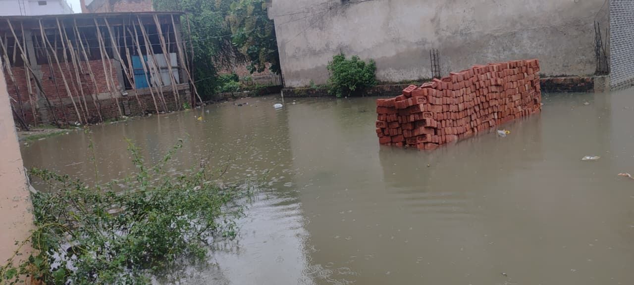 बारिश में गिरे पेड़, शहर में हुआ जलभराव और खेतों में गिरीं फसलें। संवाद