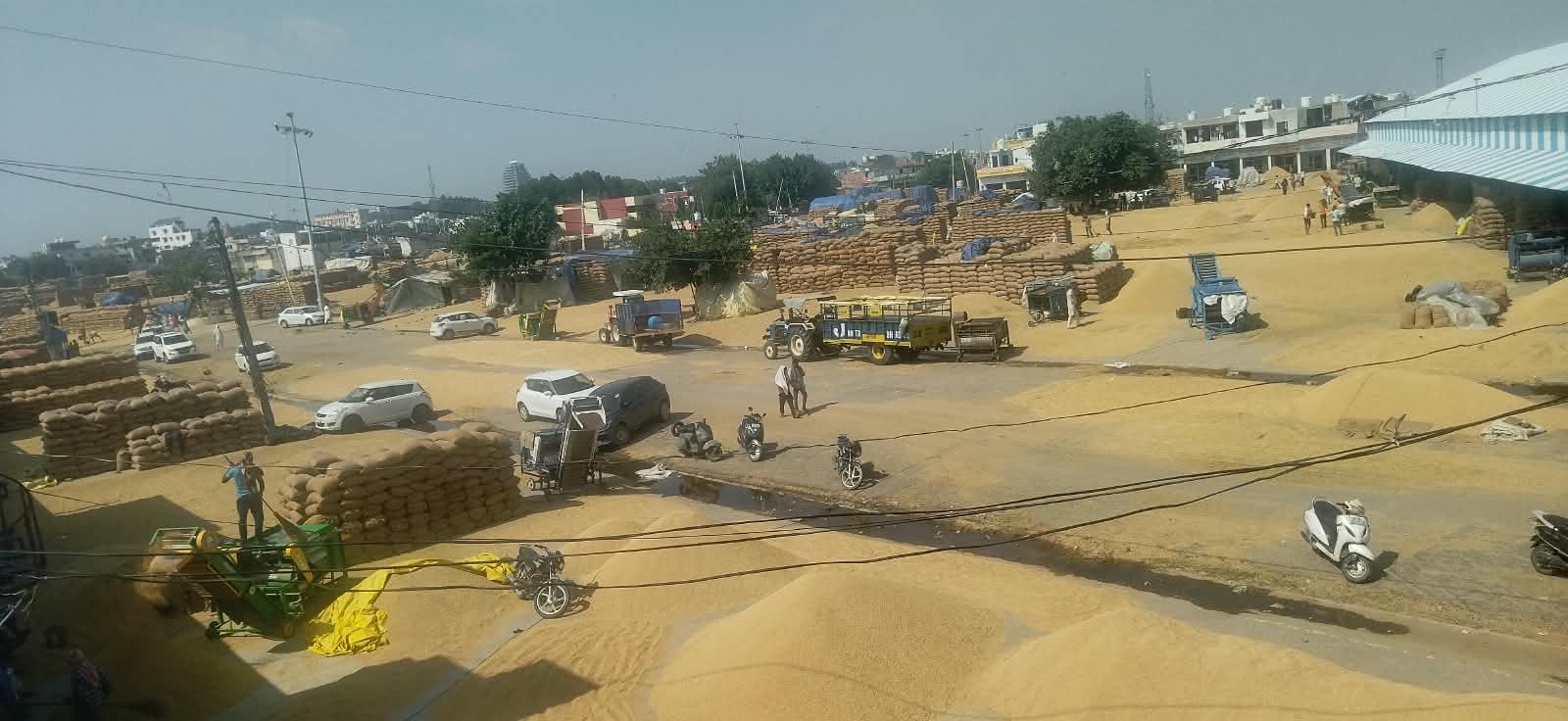 कुरुक्षेत्र। गुस्साए किसान गुरचरण सिंह को समझाने का प्रयास करते मार्केट कमेटी के अधिकारी। वीडि