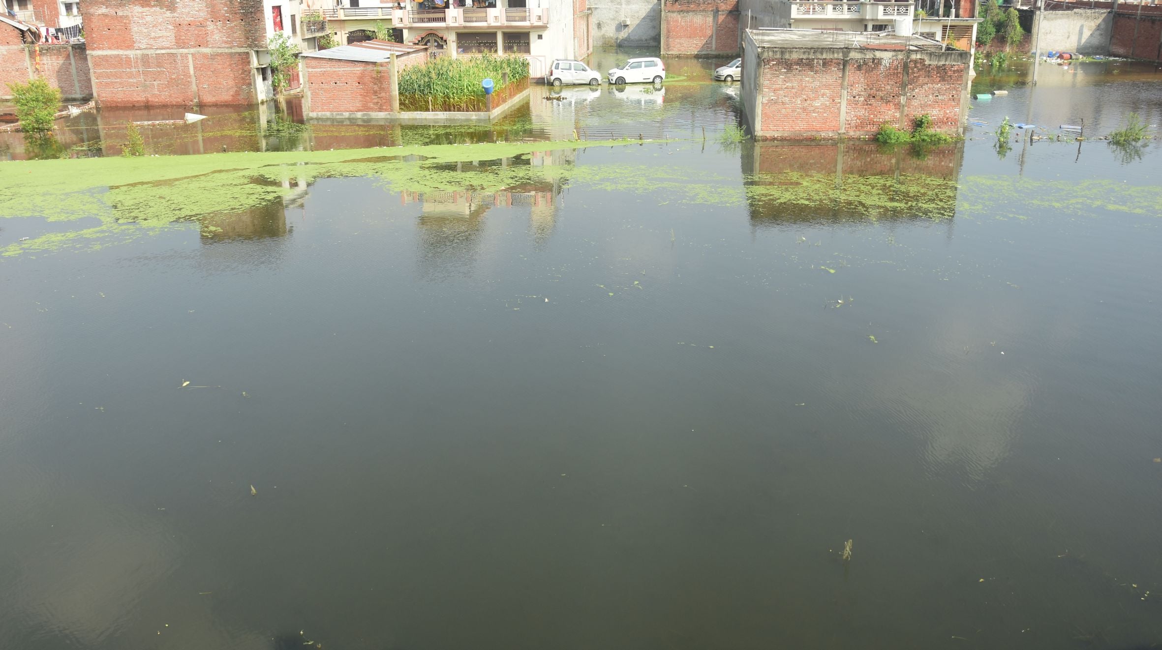 फैजुल्लागंज में जलभराव।