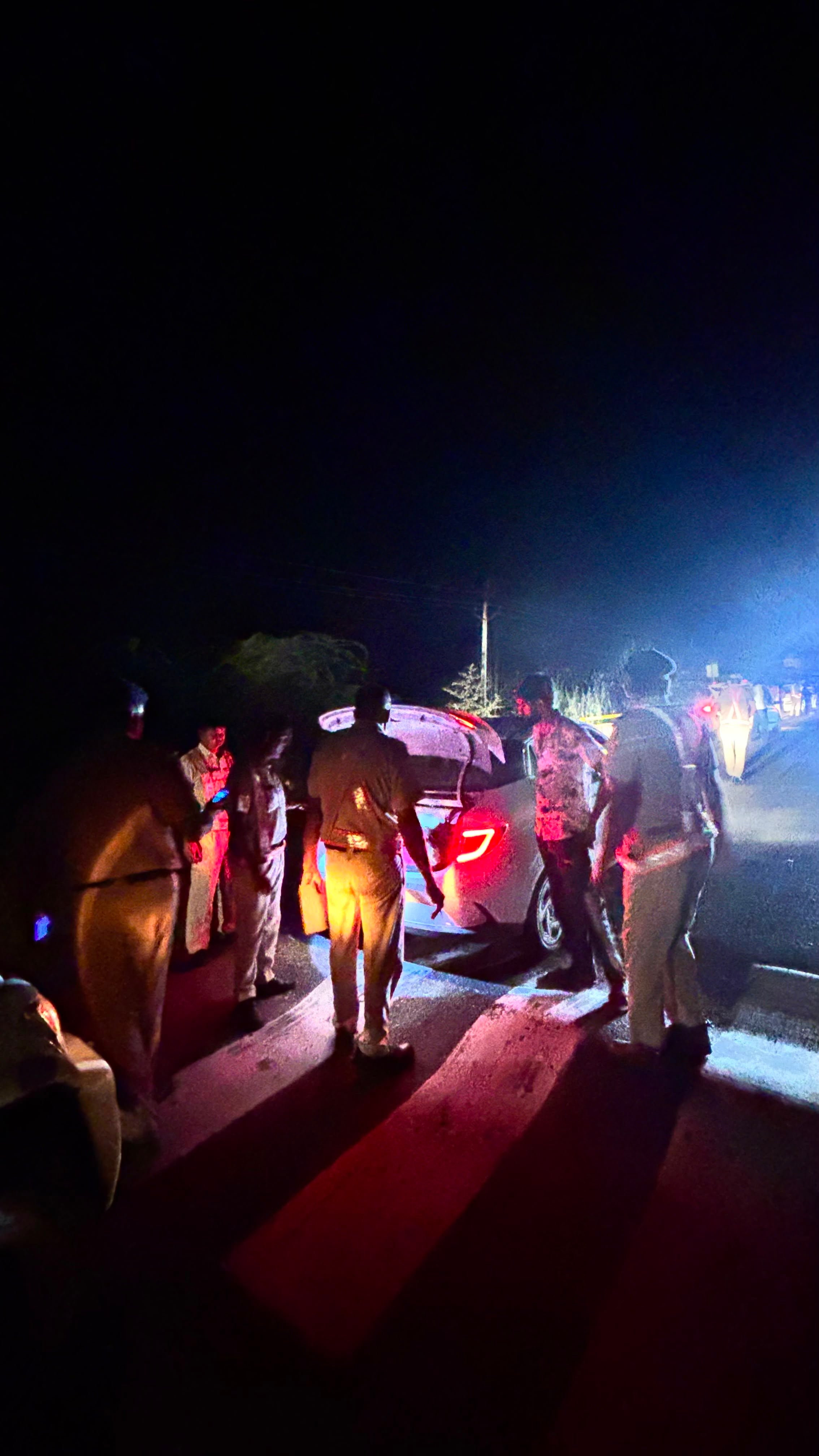 वाहनों की जांच करती पुलिस टीम। वाहनों की जांच करती पुलिस टीम।