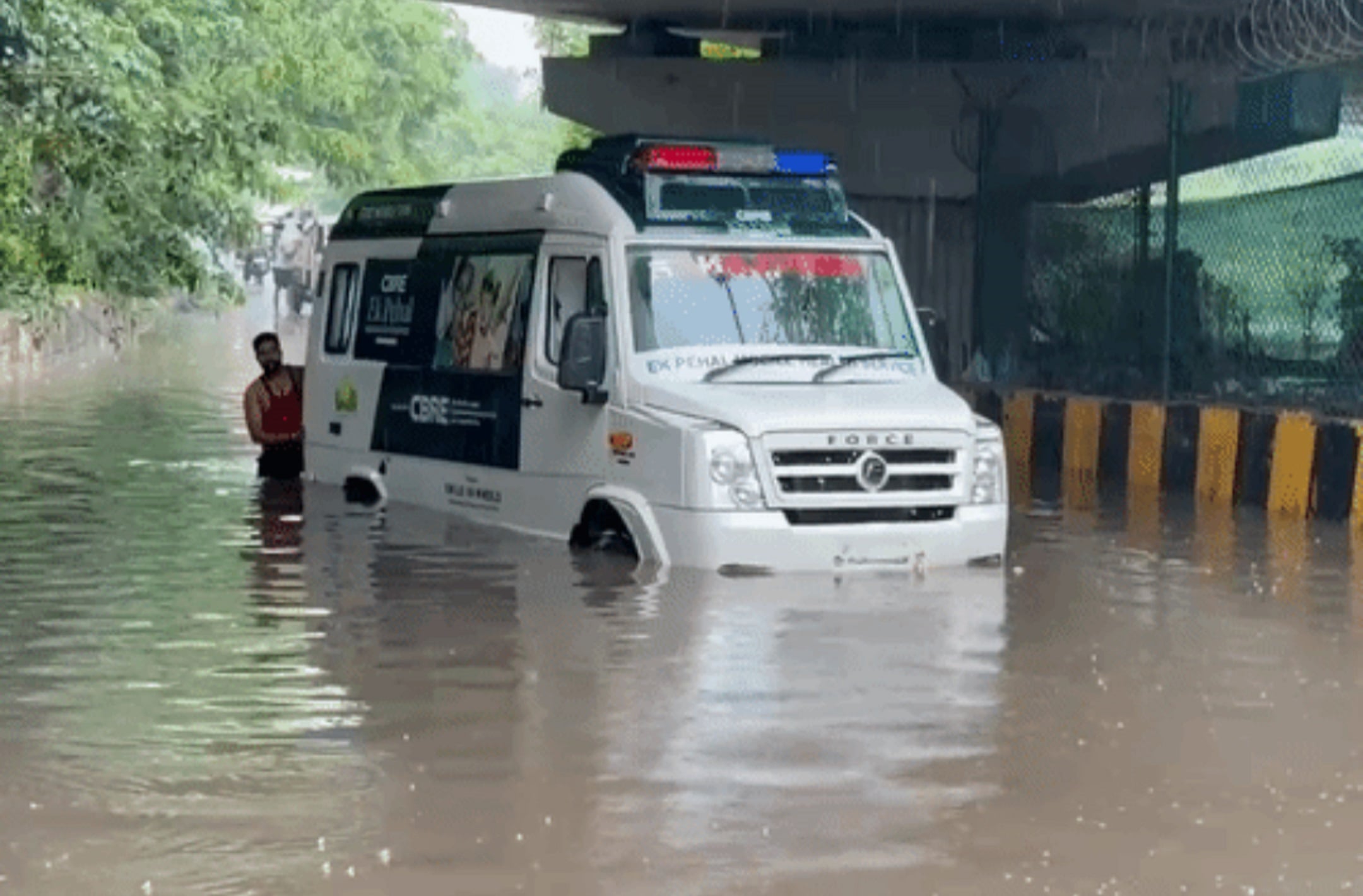 महामाया के नीचे कल बारिस के दौरान भरा था पानी फंसी कार । महामाया के नीचे कल बारिस के दौरान भरा था पानी फंसी कार ।