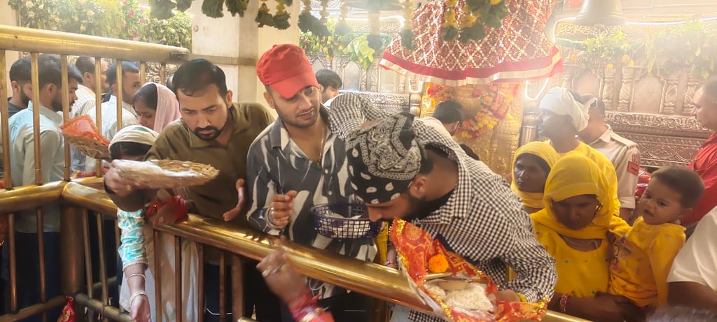 चौथे नवरात्र पर चामुंडा माता मंदिर में दर्शन के लिए कतारों में खड़े श्रद्धालु। -स्रोत : जागरूक चौथे नवरात्र पर चामुंडा माता मंदिर में दर्शन के लिए कतारों में खड़े श्रद्धालु। -स्रोत : जागरूक