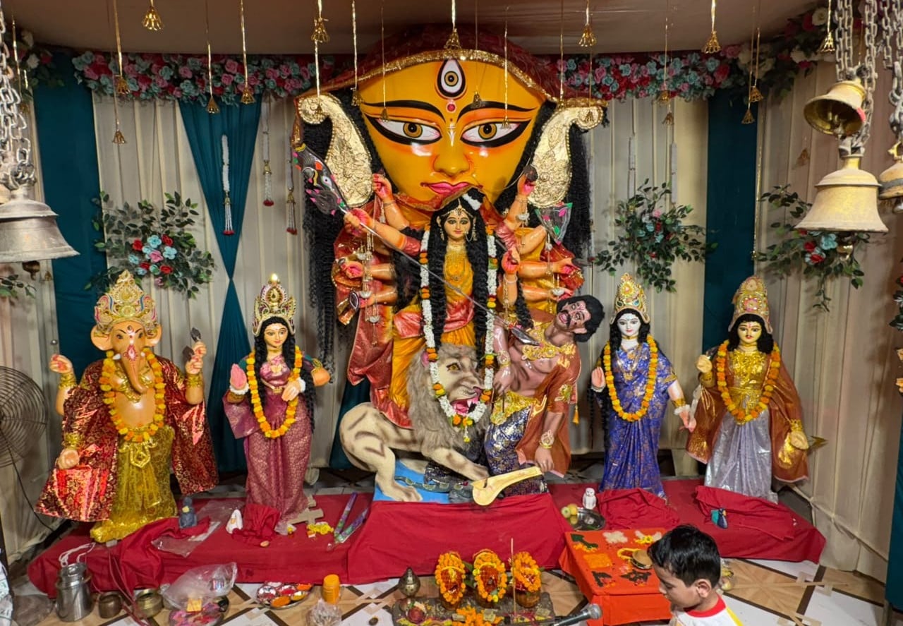 कांवल गांव में स्थापित मां दुर्गा की प्रतिमा । संवाद कांवल गांव में स्थापित मां दुर्गा की प्रतिमा । संवाद