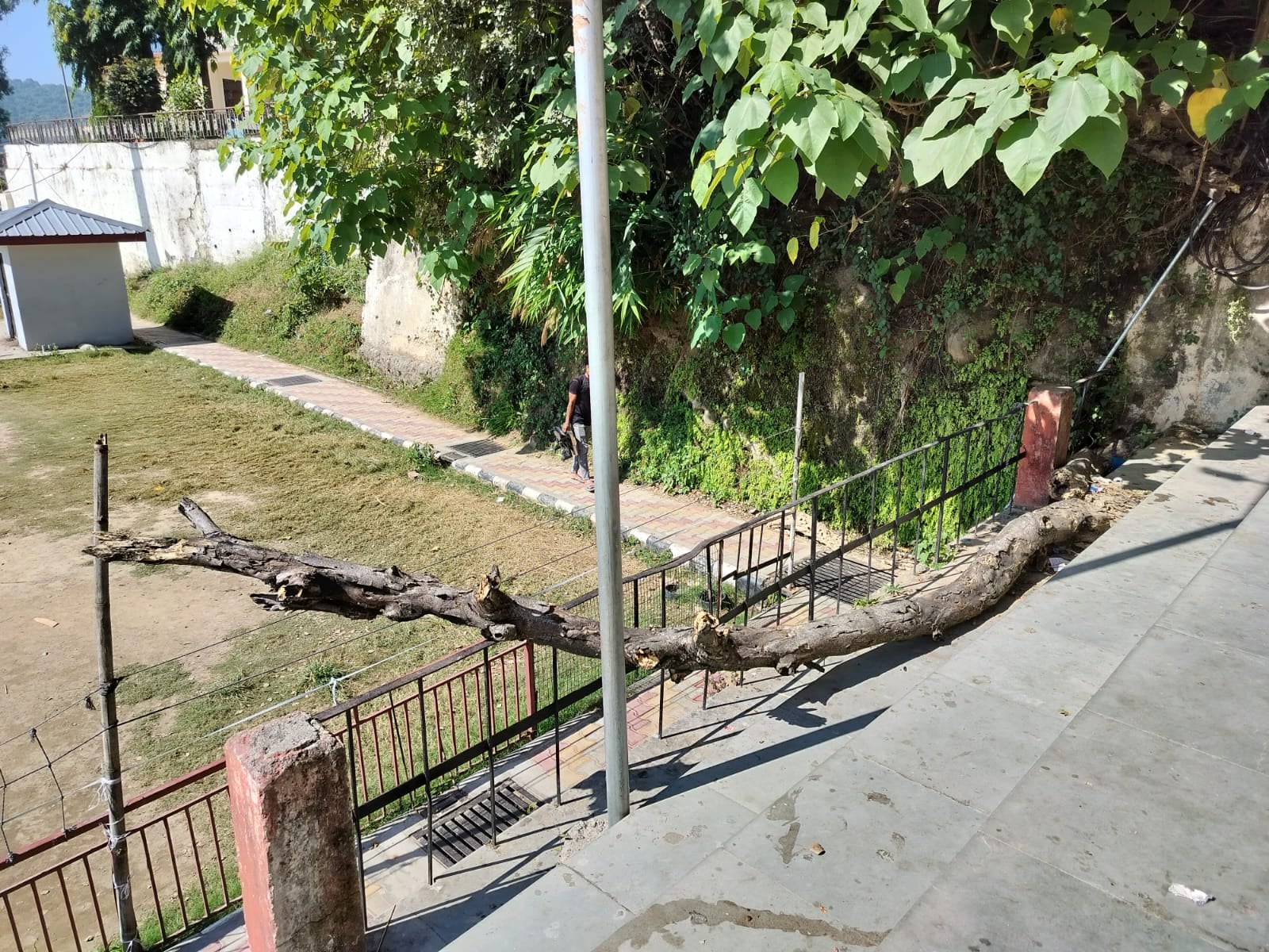 हमीरपुर स्कूल के खेल मैदान में पड़े पैच। संवाद हमीरपुर स्कूल के खेल मैदान में पड़े पैच। संवाद