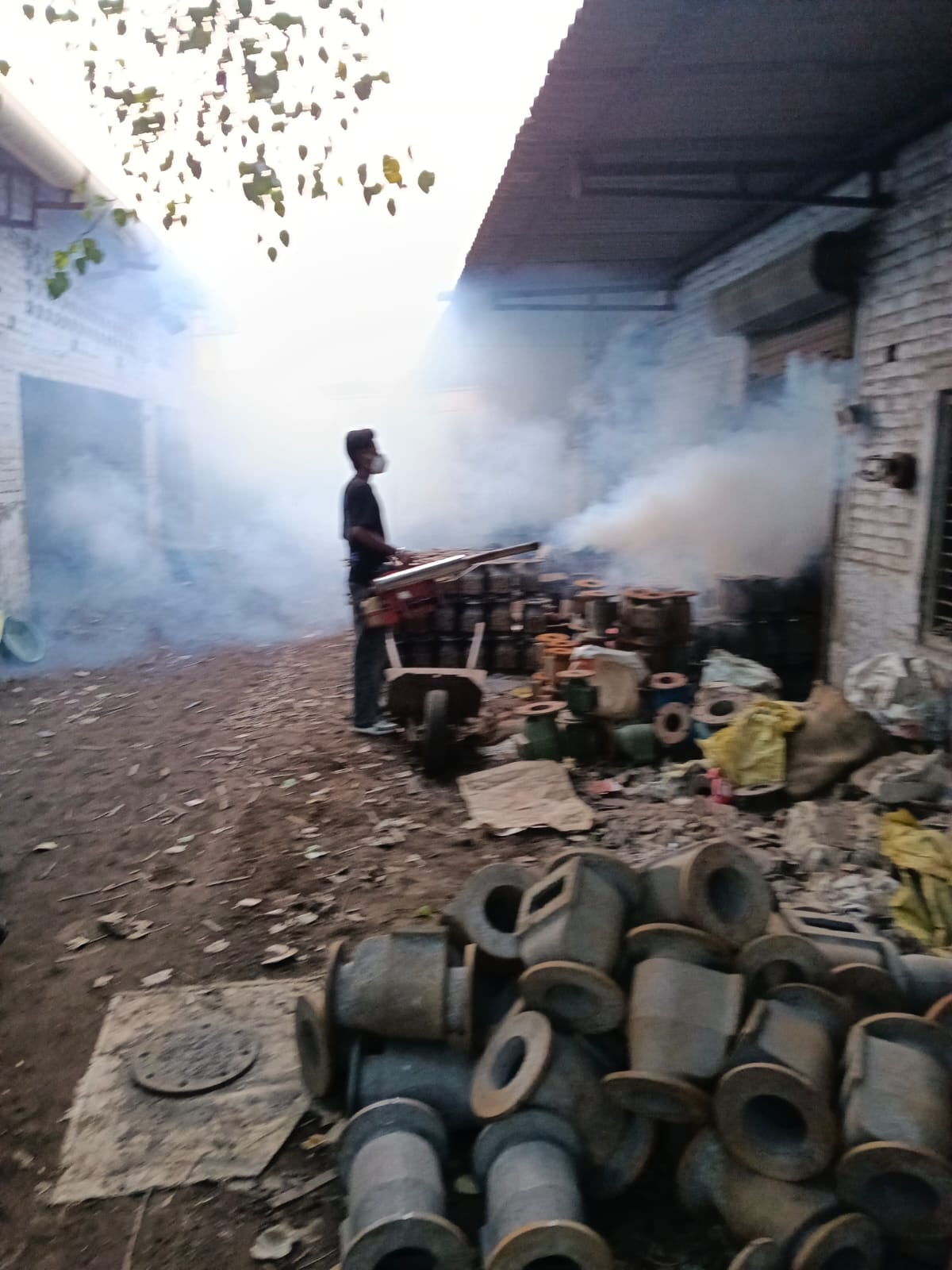 मच्छरों से बचाव को लेकर फोगिंग करते कर्मचारी। स्वास्थ्य विभाग