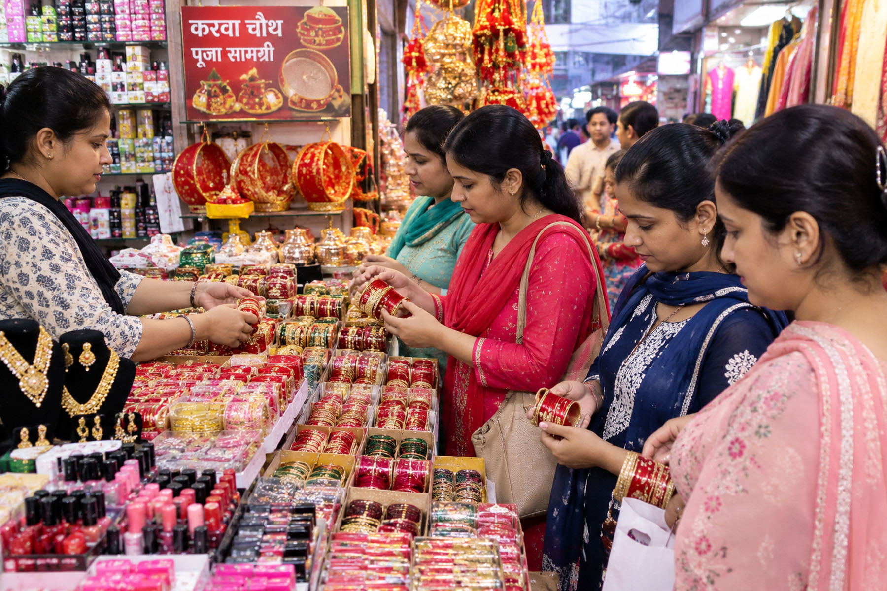 बाजार में खरीददारी करती महिलाएं। संवाद