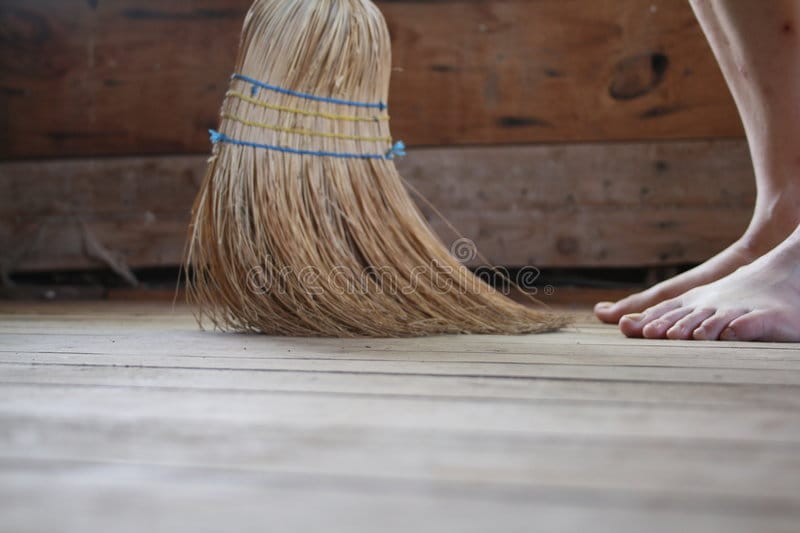 Broom should not touch feet