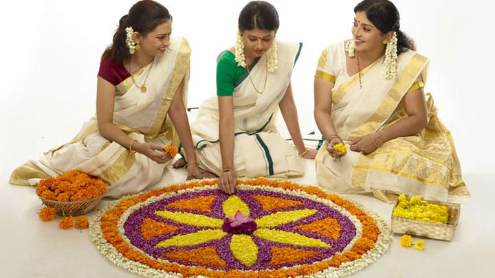 Onam Festival Rangoli Making