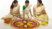 Onam Festival Rangoli Making