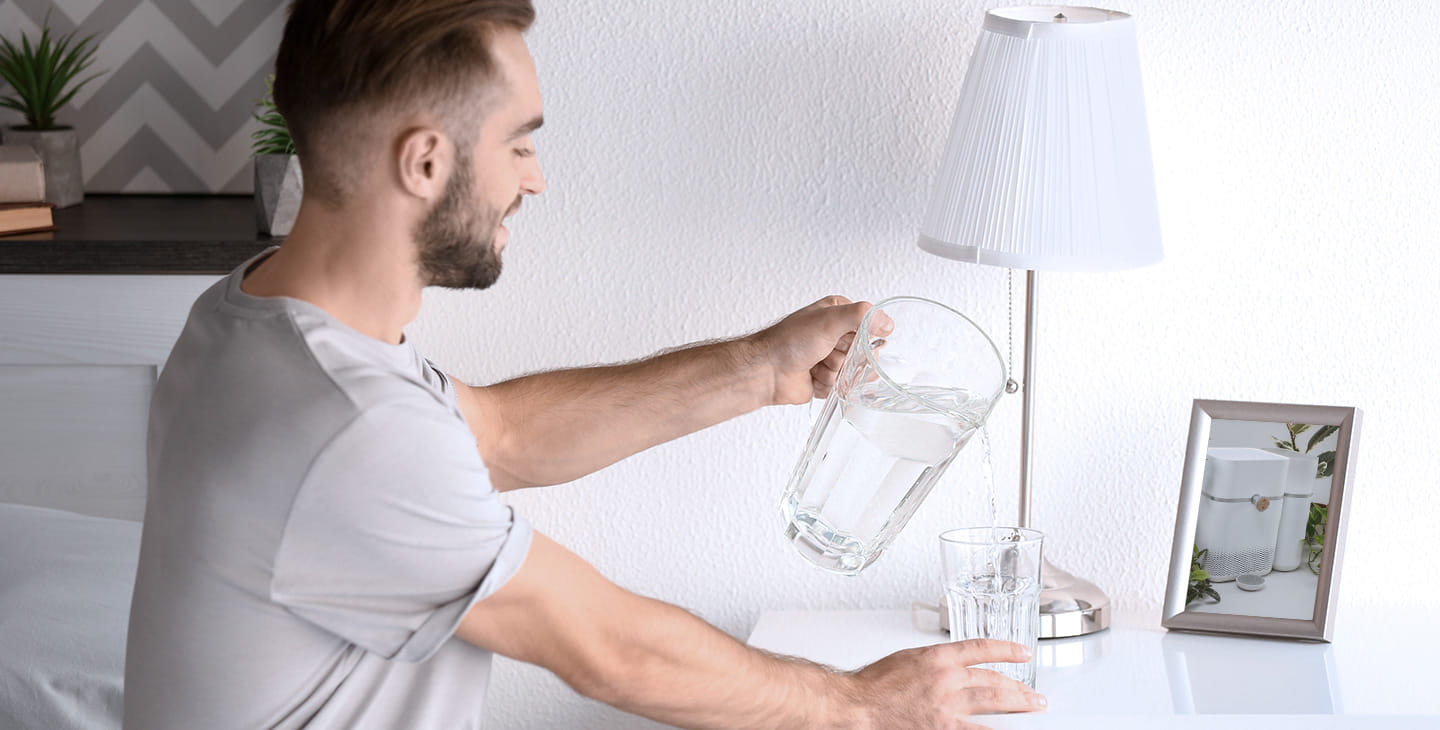 glass of water at night