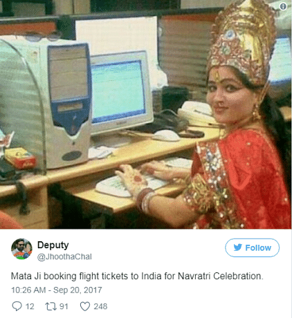 Happy Navratri 2017, These Funny Tweets On Navratri Will Make You Smile - नवरात्रि पर वायरल हो रहे इन जोक्स को पढ़कर आप भी ठहाका लगाकर हंसेंगे, Slide 2, वेल्लापंती Happy Navratri 2017, These Funny Tweets On Navratri Will Make You Smile - नवरात्रि पर वायरल हो रहे इन जोक्स को पढ़कर आप भी ठहाका लगाकर हंसेंगे, Slide 2, वेल्लापंती