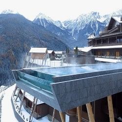 world most dangerous swimming pool with glass bottom in hotel hubertus italy