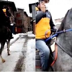 viral video of delivery boy who distributed packets on horse people did hilarious comment on it