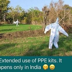 farmers use waste ppe kit to protect their crops people says We will not let anything go to waste!