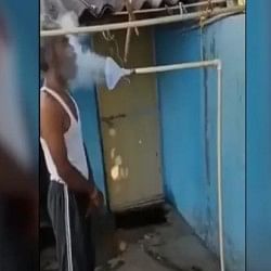 Desi Jugad video Man invented funny desi Jugad of taking steam in covid crisis