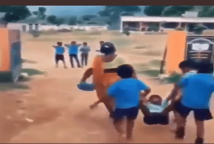 child was not going to school four children dragged him to the class watch funny viral video