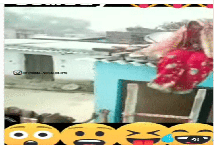 wedding Funny video bride got angry and climbed on the roof of the house watch viral video