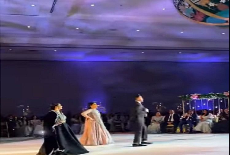 groom dances with mother and mother in law on reception video goes viral on social media