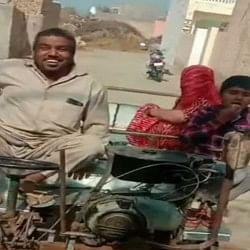 person made car from waste matterial desi jugad the whole family can go to ride