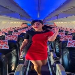 spicejet air hostess dancing in the car and suddenly reached in flight video goes viral on socail media
