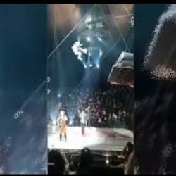 man fell badly on the ground during dangerous stunt in circus video goes viral on social media