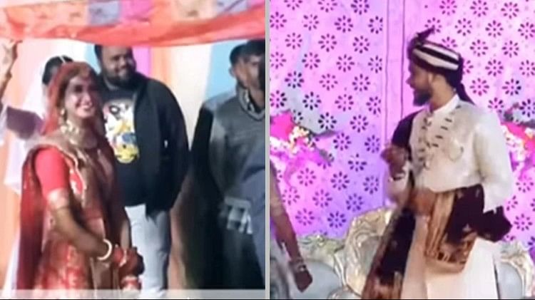 groom became uncontrollable after seeing bride  then doing such acts on the stage