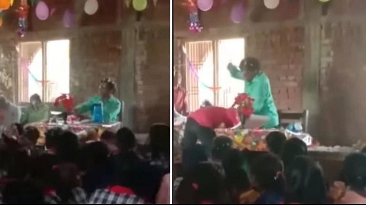 During the birthday celebration child did such a thing that the teacher beat the student