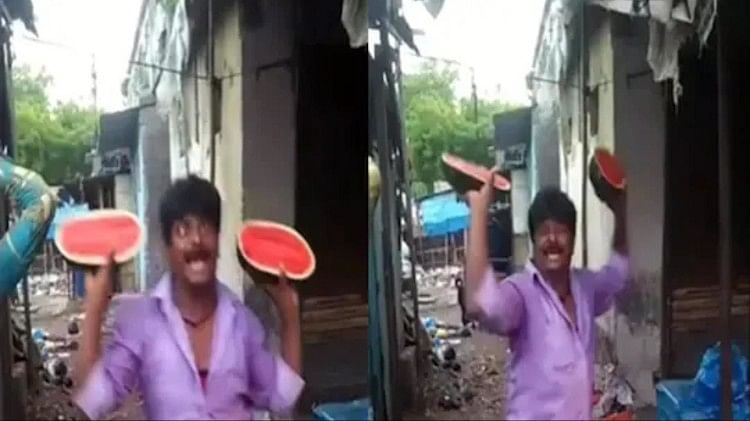 Watermelon Seller Funny Video After kacha badam Lalam lal tarbooz is now going viral on social media