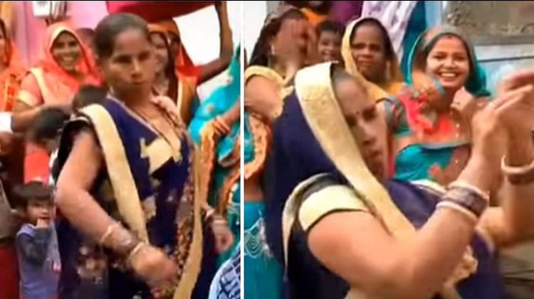 aunty dances with her unique steps on kacha badam song