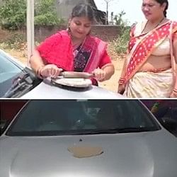 Heatwave In India Woman baked roti on bonnet of the car video is going viral on social media