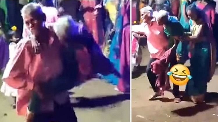Funny Dance Video Grandfather did Gadar dance with Grandma in his lap video goes viral on internet