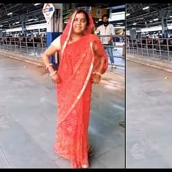 woman dance on govinda song at railway station video goes viral on social media