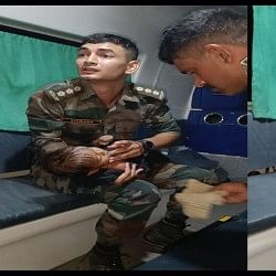 Indian Army Video photos of indian army officer feeding newborn baby