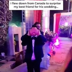 Viral Video on social media groom got excited after seeing a surprise from his friend trending