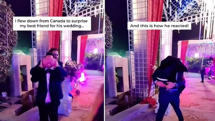 Viral Video on social media groom got excited after seeing a surprise from his friend trending