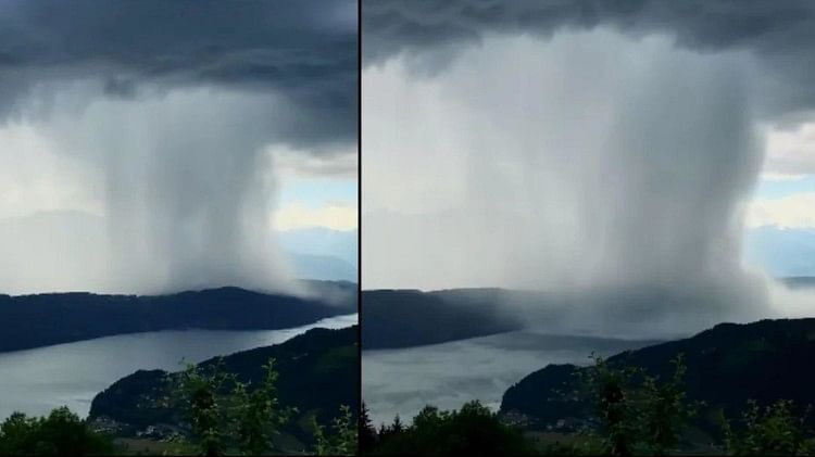 Cloudburst Viral Video water rained like a bomb from the clouds between the mountains