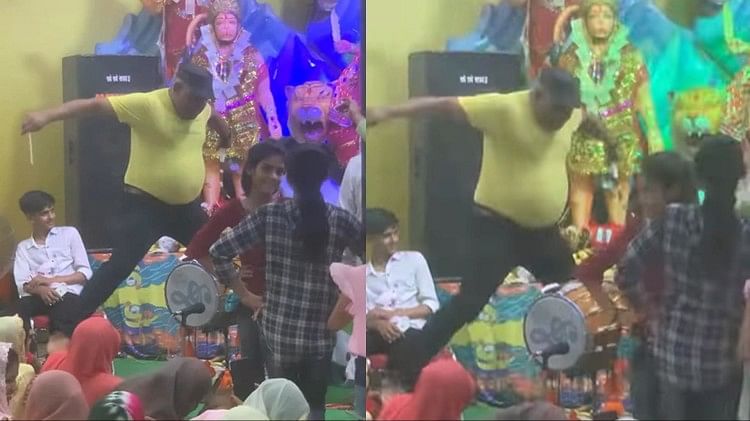Funny Video Man played dhol jumping like a bird video of jagrata went viral