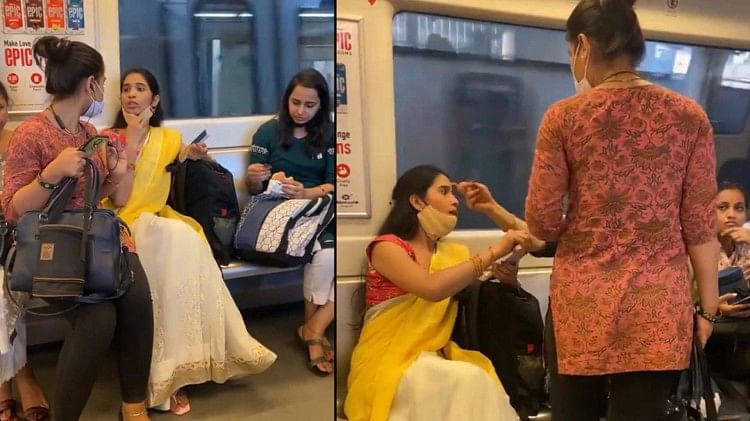 Delhi Metro two women fighting for a seat in Delhi Metro goes viral on social media